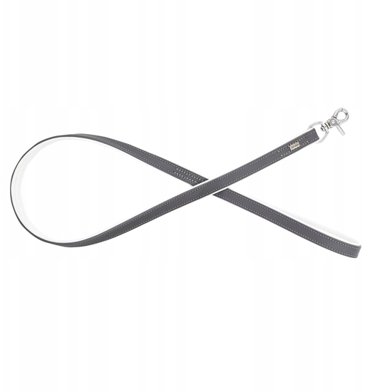 Изображение Smycz skrzana, 20 mm / 100 cm, szary/biay