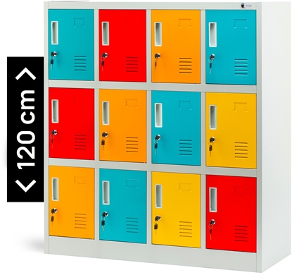 Attēls no Socjalna szafa skrytkowa BHP do szkó i przedszkoli OLA, 1090 x 1200 x 450 mm, szaro-wielokolorowa