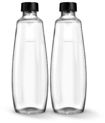 Изображение SodaStream glass bottle DUO  1 liter  pack of 2  jug (transparent/black  for DUO bubbler)