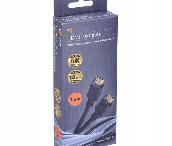 Picture of Solight HDMI kabel s Ethernetem, HDMI 2.0 A konektor - HDMI 2.0 A konektor, blistr, 1,5m