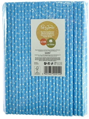 Изображение Somki papierowe niebieskie w biae kropki 144szt