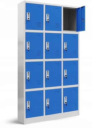 Picture of Spind Fächerschrank Schließfachschrank mit 12 Fächern MARCIN, 900 x 1850 x 400 mm, grau-blau