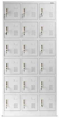 Изображение Spind Schließfachschrank mit 18 Fächern KAROL, 900 x 1850 x 400 mm, grau