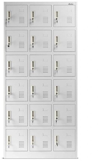 Picture of Spind Schließfachschrank mit 18 Fächern KAROL, 900 x 1850 x 400 mm, grau