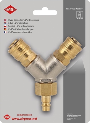 Изображение Sprarka Airpress TRÃJNIK TYP Y 1/2' Z SZYBKOZÅÄCZAMI I WTYKIEM EURO