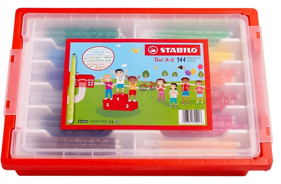 Picture of Stabilo Trio A-Z Børnetusch Klassesæt 12x12 farver i robust opbevaringsæske med låg