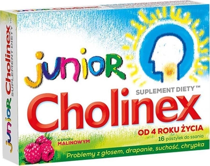 Attēls no Stada Cholinex Junior na gardo o smaku malinowym 8 pastylek