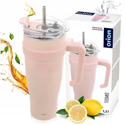 Picture of STALOWY KUBEK TERMICZNY TERMOS 1200ml Z RCZK I SOMK ORION 112283 RÓOWY