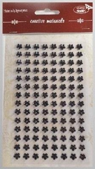 Picture of Stiker z krysztakami Kwiaty czarne 8mm 112szt