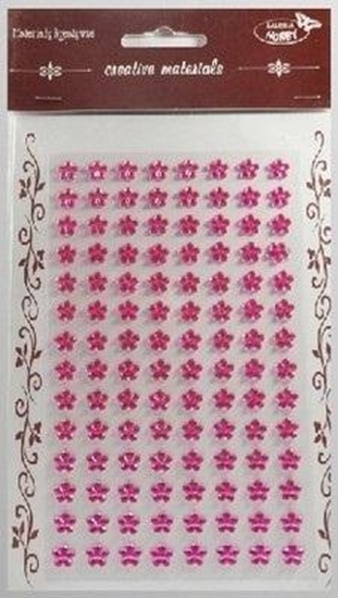 Изображение Stiker z krysztakami Kwiaty j.róowe 8mm 112szt