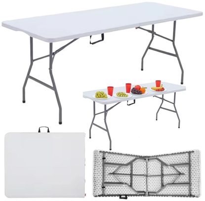 Attēls no Stó Skadany Z Blokad Cateringowy Bankietowy Stolik Biay 180 x 74 cm