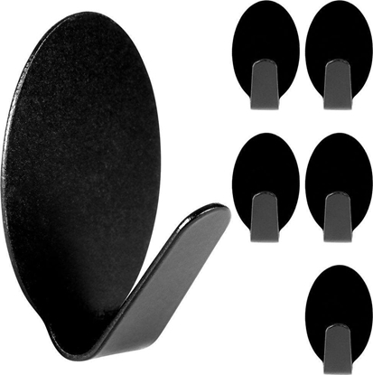 Picture of Storage Solutions Wieszak samoprzylepny na rcznik cierk / haczyk stalowy owal czarny 6 szt. 3x2 cm