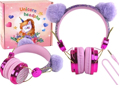 Attēls no Suchawki Przewodowe W Odcieniach Róu Uszka Regulacja Mikrofon LEAN Toys