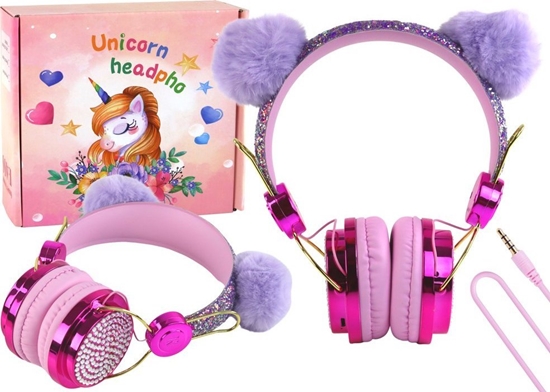 Picture of Suchawki Przewodowe W Odcieniach Róu Uszka Regulacja Mikrofon LEAN Toys