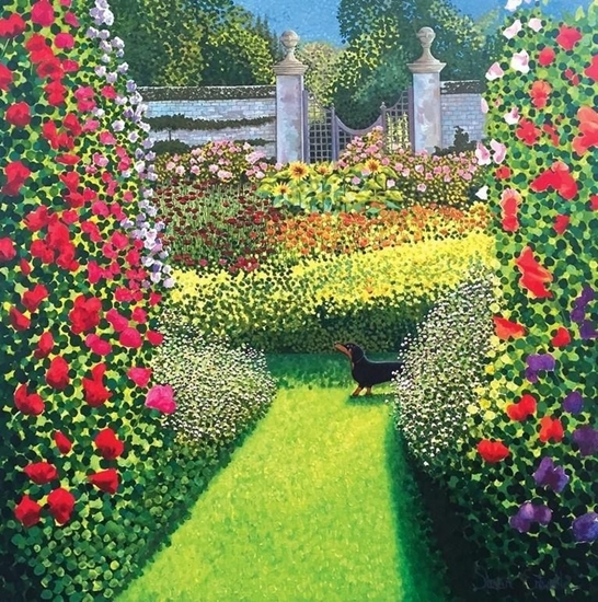 Picture of Susan Entwistle Karnet z kopert Pies w ogrodzie Easton Walled