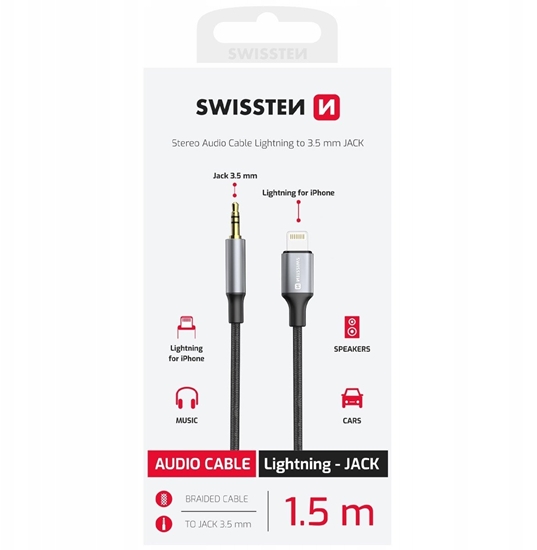Picture of Swissten Audio Adapter Textile Lightning - 3.5mm Jack Cable 1.5m