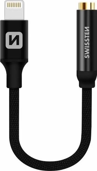 Picture of Swissten Audio adapter textile Lightning /jack 0,15 m black