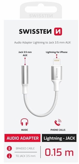 Picture of Swissten Textile Lightning to Jack 3.5mm Audio Adapter 15cm