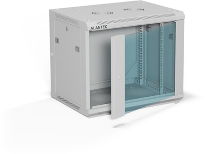 Изображение Szafa Alantec Szafa wiszca 19" 9U 600x450, drzwi szklane jednoskrzydowe, ty osona pena demontowalna, osony boczne pene demontowalne zamykane na klucz, 4 belki, kolor szary, do samodzielnego montau - Flat Pack, (SW-9U-600-450-01-SF)