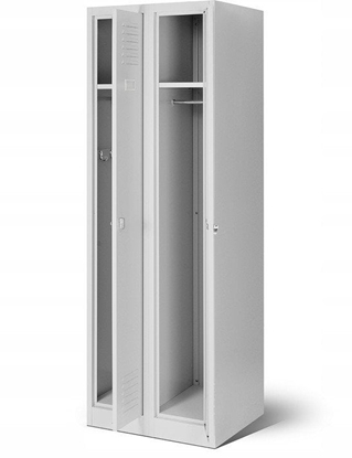 Attēls no Szafa socjalna ubraniowa czterokomorowa KACPER II, 600 x 1800 x 500 mm, szara