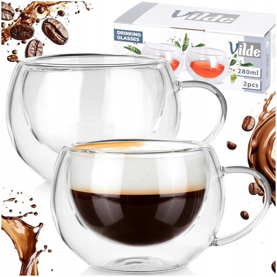 Picture of SZKLANKI TERMICZNE 2szt. 280ml Z PODWÓJN SCIANK DO KAWY HERBATY 139818