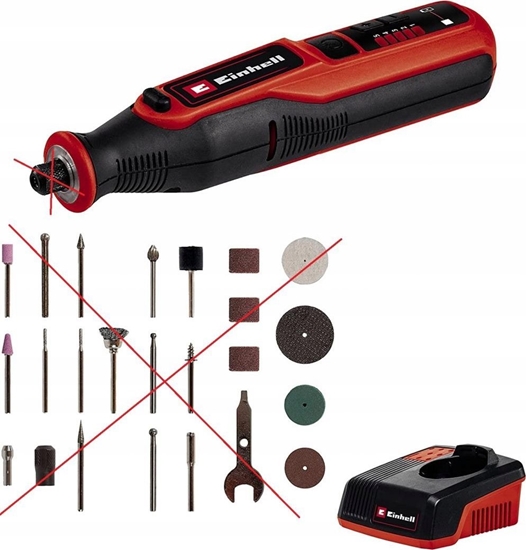 Изображение Szlifierka Einhell Einhell cordless grinding and engraving tool TE-MT 7.2 Li, straight grinder (red/black, Li-Ion battery 1.5Ah)