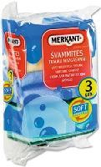 Picture of Švammītes trauku mazgāšanai, ar riev., 7x9,5x4,5 cm, Merkant 3 gab.