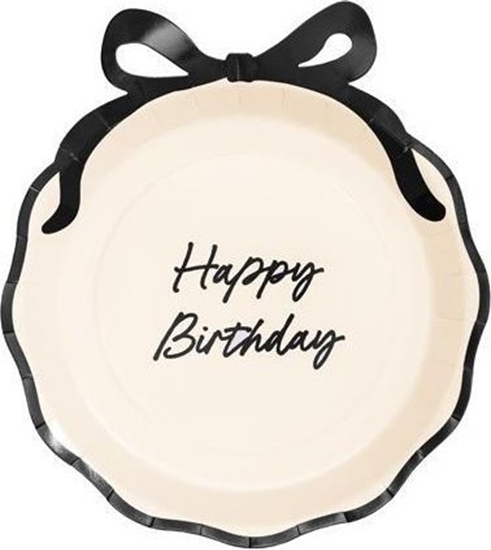 Picture of Talerzyki Happy Birthday z kokardk 24cm 6szt