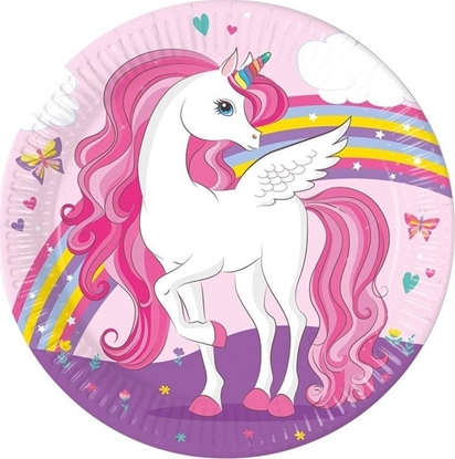Picture of Talerzyki papierowe Unicorn Rainbow 23cm 8szt