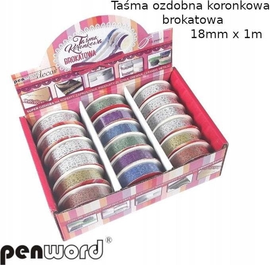 Изображение Tama ozdobna koronkowa brokat 18mmx1m (18szt)