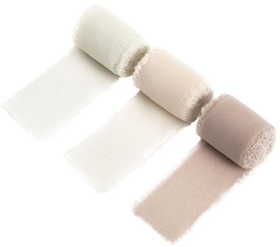 Изображение Tasiemki szyfonowe cream beige 4 cmx5m 3szt EDUKAMP