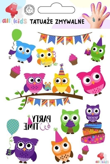 Picture of Tatuae zmywalne dla dzieci Kolorowe sówki