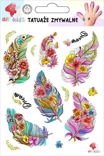 Picture of Tatuae zmywalne dla dzieci Pióra i kwiaty