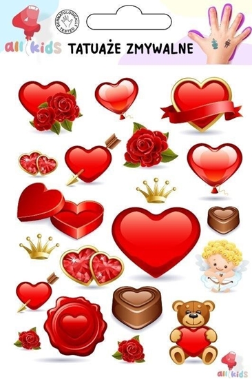 Picture of Tatuae zmywalne dla dzieci Serca Walentynki