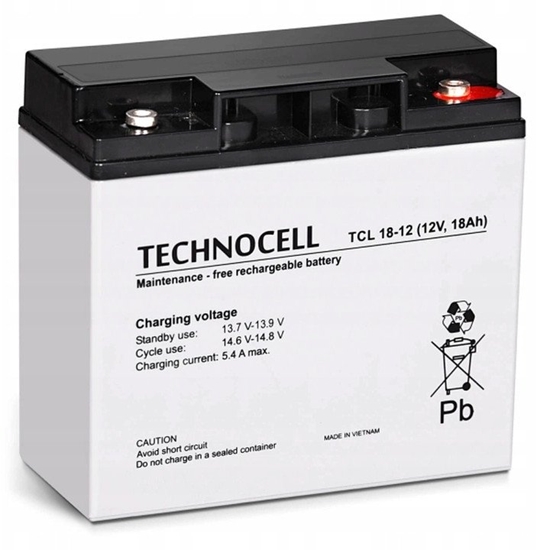 Изображение TCL18-12 TECHNOCELL Akumulator AGM 12V 18Ah