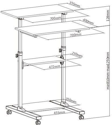 Picture of Techly Uniwersalny stolik prezentacyjny do notebooka z 4 pókami regulowany (102833)