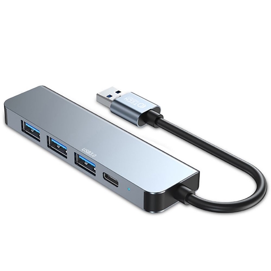 Изображение Tech-Protect HUB Tech-Protect V0 5in1 USB-A - USB-A 3.0 / 3x USB-A 2.0 / USB-C - gray