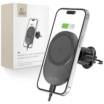 Изображение Tech-Protect Tech-Protect MM15W-V1 Car Phone Holder with MagSafe 15W Inductive Charger for Air Vent - Black