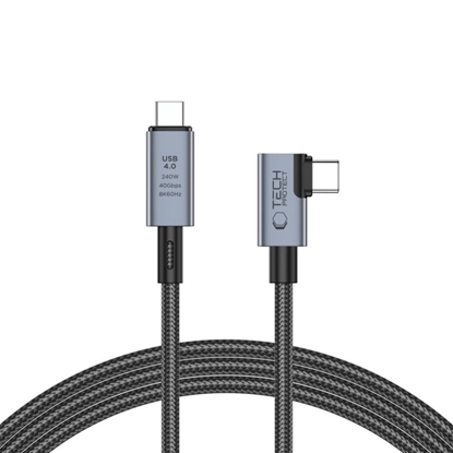 Attēls no Tech-Protect Tech-Protect UltraBoost Max L USB-C 4.0 (straight) / USB-C 4.0 (angled) PD 240W 8K 40Gbps 1.5m Cable - Gray