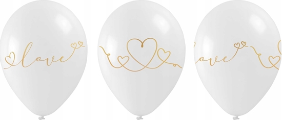 Picture of Teka Balony ze zotym walentynkowym nadrukiem 5szt