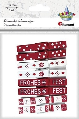 Picture of Teka Klamerki drewniane biae, czerwone ¶wi±teczne 8szt