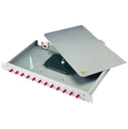 Picture of TELEGRTNER 19 FO-PP BAS-ECO 1U 24 LCD OM5 nPT, z zamontowanymi adapterami, 24x LC duplex, OM5, limegreen