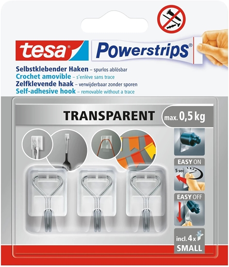 Изображение tesa Powerstrips Draht Haken 1kg 3x selbstklebend weiß