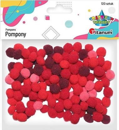 Attēls no Titanium Pompony poliestrowe 10mm czerwone 120szt.