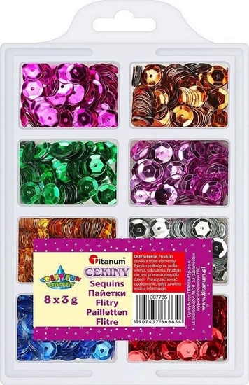 Picture of Titanum Cekiny 8mm zestaw metaliczny 8 kolorów