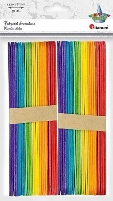 Изображение Titanum Drewniane patyczki proste 18x150mm mix kolor 50szt