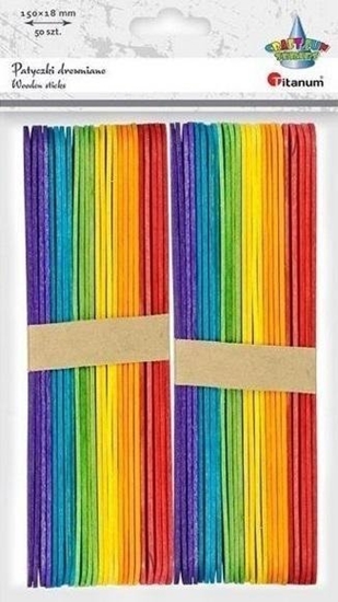 Изображение Titanum Drewniane patyczki proste 18x150mm mix kolor 50szt
