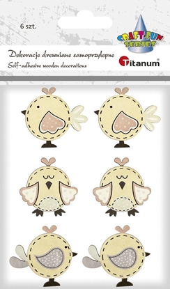 Picture of Titanum Drewniane ptaszki 42x38/36x37/42x37mm mix 6szt
