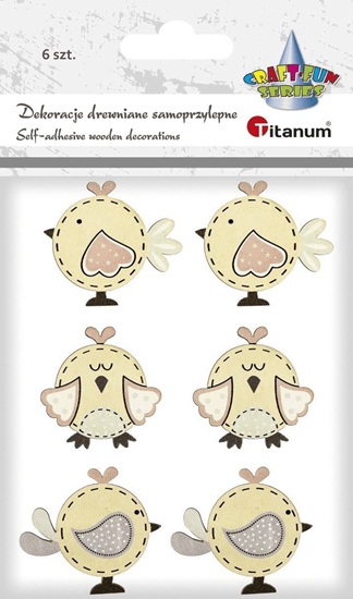Picture of Titanum Drewniane ptaszki 42x38/36x37/42x37mm mix 6szt