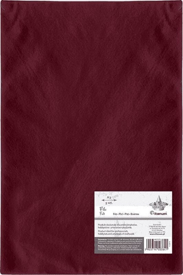 Изображение Titanum Filc A3 karminowy 5szt